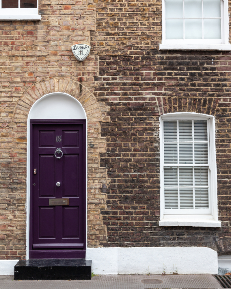 London, England, typical english door in Islington, London city, United Kingdom.